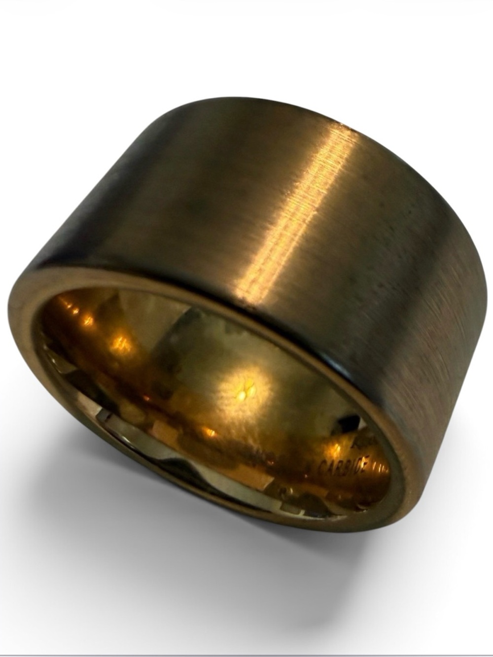 King Will Tungsten Carbide Ring Size 7 12mm Brushed Gold, Gold Tone Comfort Fit